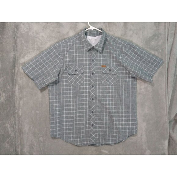 Orvis Shirt Mens XL Gray Plaid Button Up Short Sleeve Fishing Performance - Picture 1 of 8